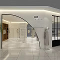 Modern Clothing Store With White Walls Large Windows High Chair And Potted Plant