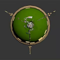 Elegant Green Dome Chandelier With Gold Frame And Decorative Details As Furniture Piece
