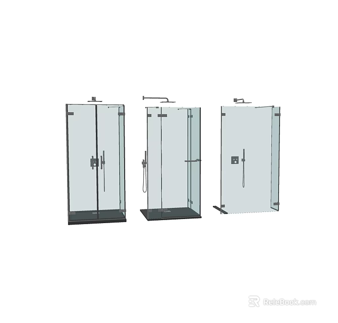 Shower Sauna Glass Enclosures Three Different Modern Interior Design Styles For Bathroom 3d model 