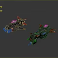 Sci Fi Aircraft Models With Black Red Wing And Detailed Weapon Structures 3d model