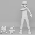 Pokemon Trainer Doll in Blue Jacket Red Cap with Blue and Yellow Small Plush Toys