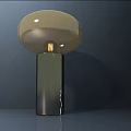 Elegant Modern Table Lamp with Round Gold Shade and Dark Marble Base 3d model