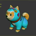 Colorful Shiba Inu Shark Costume Decorative Furniture Figurine With Blue Yellow Red Details