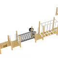 Wooden Outdoor Playground Equipment for Kids with Climbing Net and Platforms