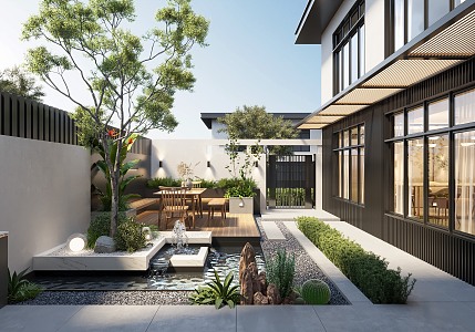 Modern courtyard landscape 3d model