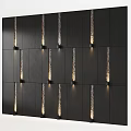 Bed Accent Wall With Dark Panels And Decorative Lights