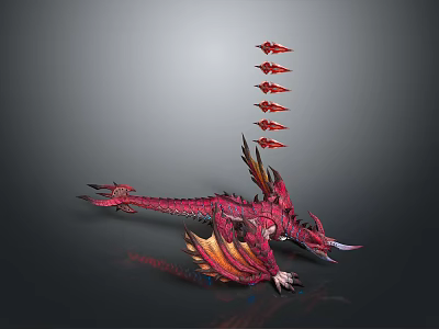 Mythical Red Dragon Game Movie Character Featuring Spiked Tail And Wings 3d model