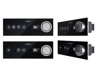 Modern Black Switch Panel Featuring Digital Display Temperature Control Knob And Buttons 3d model