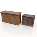Wooden Furniture Set With Light Brown Large Cabinet And Dark Brown Small Storage Unit