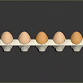 White Egg Carton With Light Pink And Orange Eggs Neatly Arranged On Dark Background