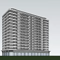 Modern High Rise Building Exterior Design With Blue Sky Green Grass And Trees