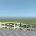 Building Exterior Wall Featuring White Railings Wooden Deck Over Green Field Under Blue Sky