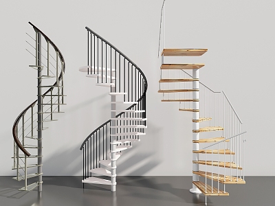 Modern revolving staircase stair combination 3d model