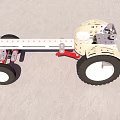 Mechanical Robot Chassis With Red Frame White Components And Black Wheels