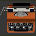 Orange Olympia Typewriter With Paper Sheet Black Keyboard And Classic Design