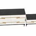 Modern White Chest of Drawers With Golden Handles Black Legs and Trim