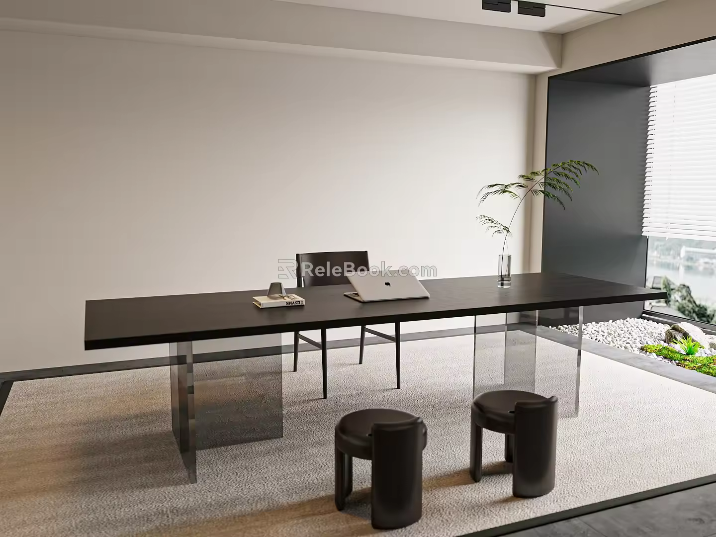 Modern simple desk and chair combination 3d model