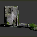 Ancient Castle Ruins Architecture With Moss Covered Stone Walls And Green Grass Field