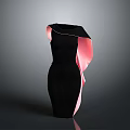 Stylish One Shoulder Dress With Black And Pink Panel Smooth Material Design
