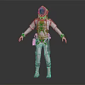 Futuristic Astronaut In White Spacesuit With Blue Helmet 3D Render Isolated On Dark Background