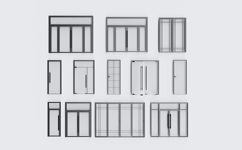 Double Door Glass Double Door Office Glass Door 3d model