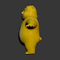Yellow Cartoon Bear Toy With Outstretched Arms On Gray Background With Reflection