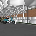 Carport Shade Canopy For Outdoor Parking With Electric Vehicles Green Trees Brick Wall And Lawn