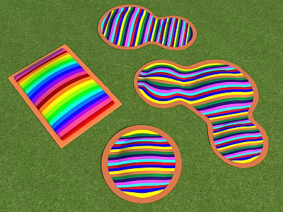 Modern bouncing cloud unpowered children's toy amusement equipment rainbow bouncing cloud 3d model