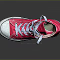 Bright Pink High Top Canvas Shoes With Gray Laces White Sole And White Toe Cap