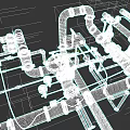 Industrial Equipment Pipeline System With Valves Gauges And Metal Components