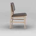 Simple Wooden Frame Chair With Brown Leather Seat And Backrest