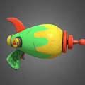 Colorful Cartoon Toy Rocket With Green Yellow Red Design And 3D Model Details