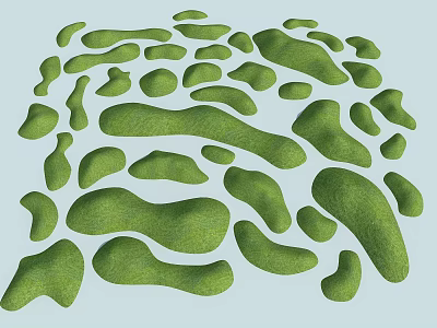Creative Green Garden Ornaments With Irregular Grass Turf Shapes For Decoration 3d model