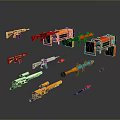 Colorful Toy Weapons Collection Featuring Various Colors And Different Gun Designs
