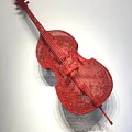 Red Violin Shaped Pendant with Intricate Decorative Patterns for Home Wall Decoration