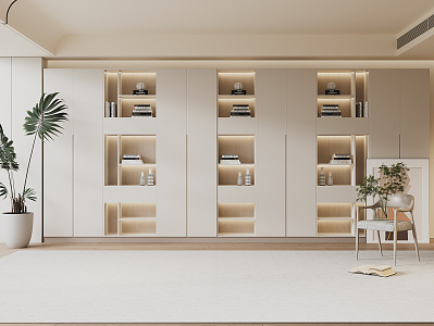 Modern Bookcase Cream Bookcase 3d model