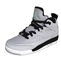 Gray High Top Suede Shoes With Black Laces White Sole And Side Logo