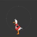 Cartoon Chicken Wearing Red Sweater With White Snowflake Patterns Happy Expression Arms Outstretched Dark Background