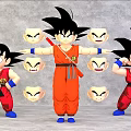 Anime Game Character Goku In Orange Red Outfits With Multiple Expressions And Poses