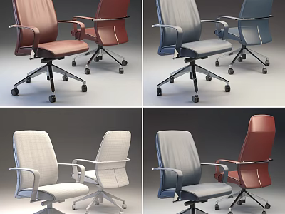 Modern Office Chairs In Multiple Colors With Ergonomic Design And Rolling Casters 3d model