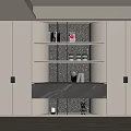 Modern Built in Bookcase With White Cabinets Decorative Backdrop And Marble Countertop 3d model