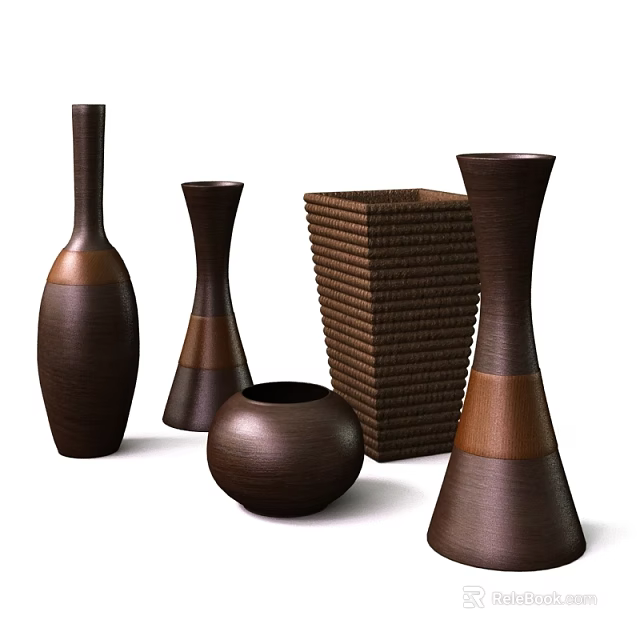 Modern Decorative Ceramic Vessels With Various Shapes Vases And Basket Container For Home Decor 3d model 