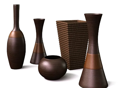Modern Decorative Ceramic Vessels With Various Shapes Vases And Basket Container For Home Decor 3d model