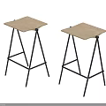 Contemporary Bar Stools With Light Wooden Seat And Black Metal Legs For Home