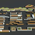Modern Architectural Models With Various Shapes Green Spaces And Platform Structures 3d model