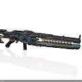 Futuristic Sci Fi Weapon With Blue Glowing Accents And Mechanical Structure