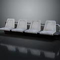 Industrial Four Seat Bench With Dark Metal Frame Upholstered Seats And Backrests
