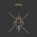3D Rendered Military Helicopter With Brown Body Blue Windows Rotors And Reflection