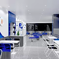 Modern Blue Bubble Tea Shop Front With Glass Doors And Interior Seating 3d model