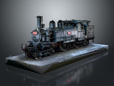 vintage train vintage train steam train carriage locomotive head 3d model